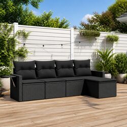 5-Piece Garden Sofa Set in Black