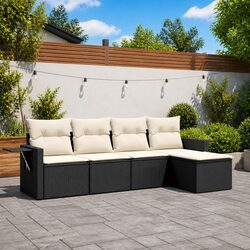 5 Piece Garden Sofa Set in Black