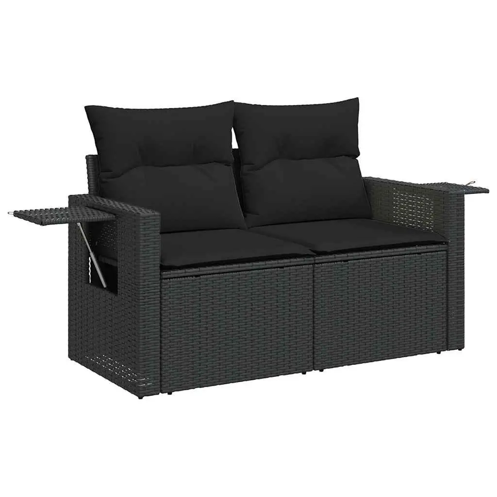6 Piece Modular Garden Sofa Set for Outdoor Lounging in Black Poly Rattan