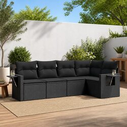 5-Piece Garden Sofa Set with Cushions and Side Tables