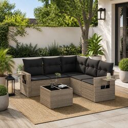 6 Piece Garden Sofa Set with Cushions