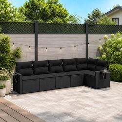 6 Piece Black Rattan Garden Sofa Set