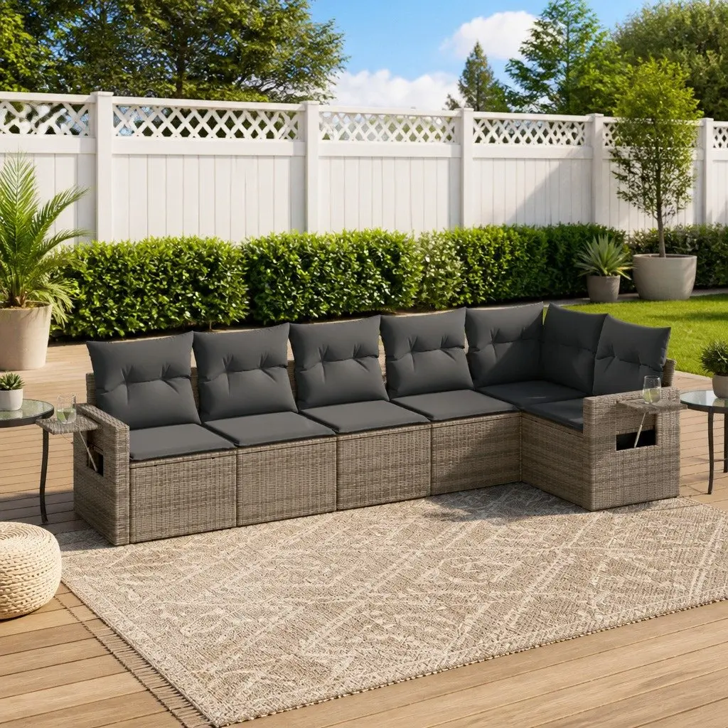 6-Piece Grey Garden Sofa Set for Relaxing Outdoors