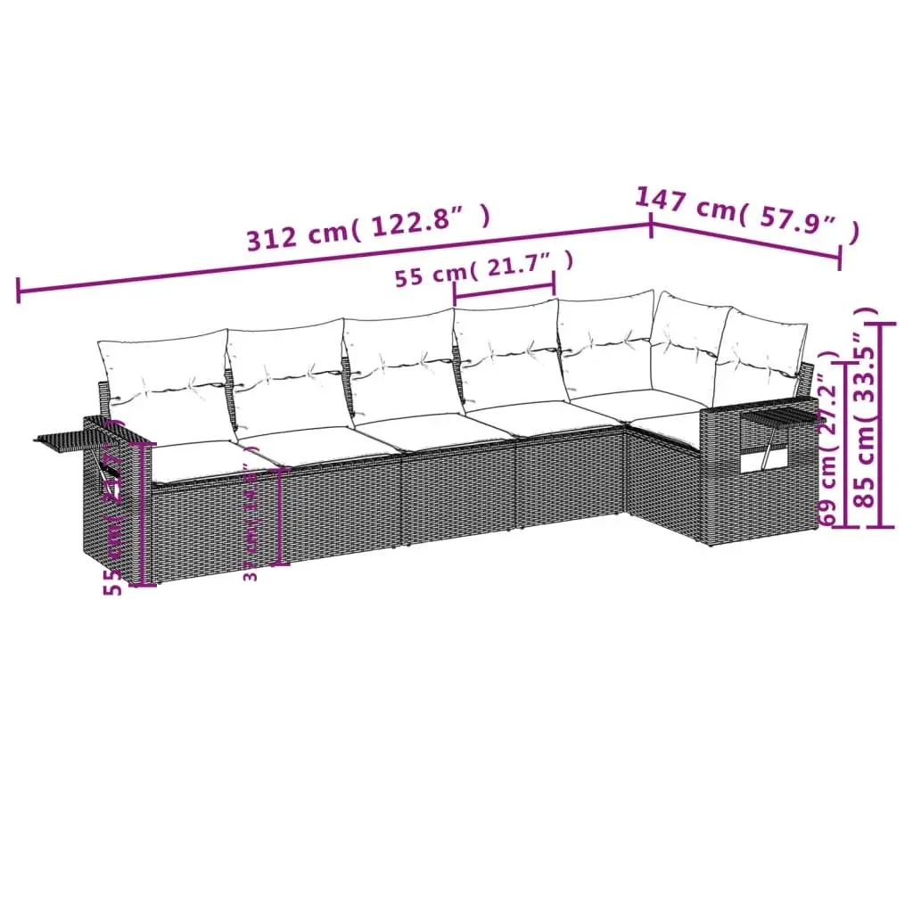 6-Piece Grey Garden Sofa Set for Relaxing Outdoors