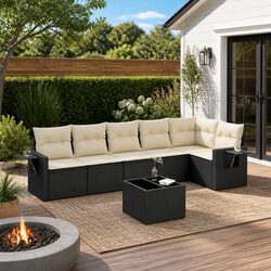 Concise 7 Piece Outdoor Sofa Set with Cushions