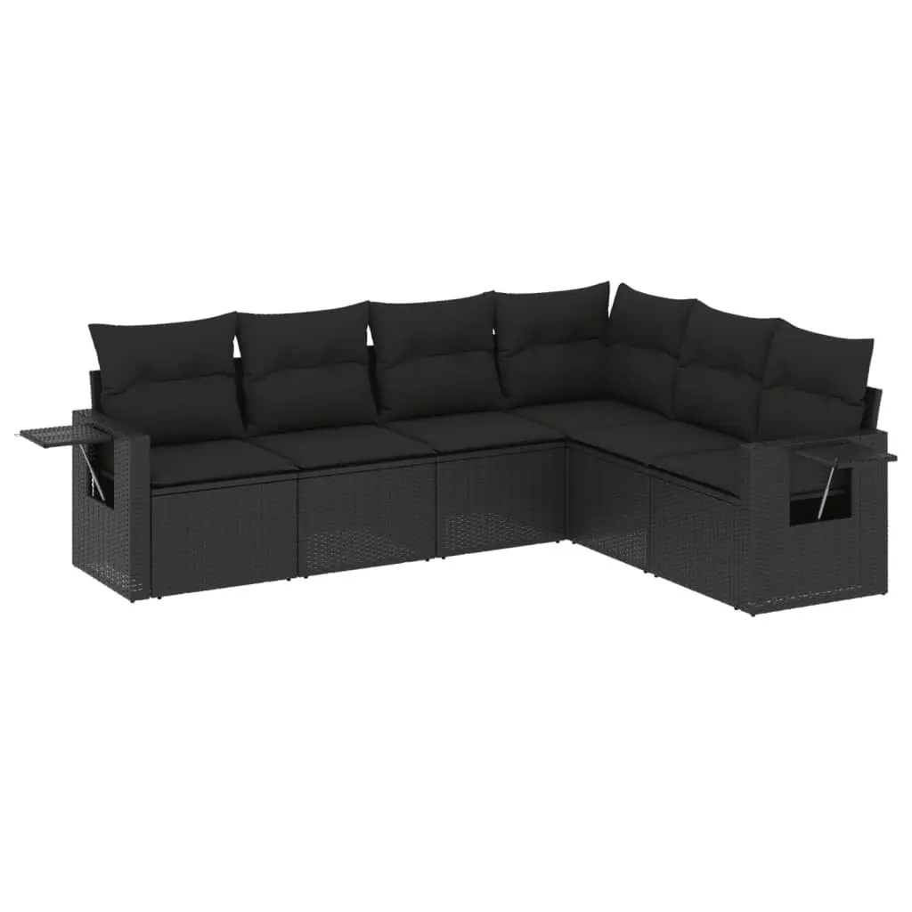 6 Piece Outdoor Sofa Set in Black Rattan