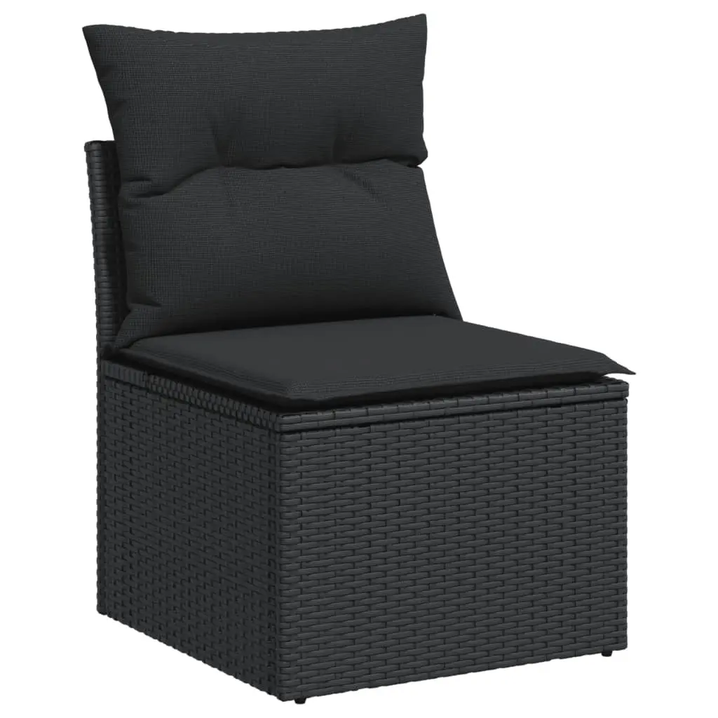 7 Piece Garden Sofa Set with Cushions Black Outdoor Patio Furniture Modular