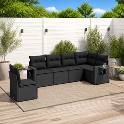 Garden Sofa Set 6 Piece Outdoor Furniture Patio Lounge with Cushions Black