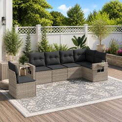 Compact 6-Piece Grey Garden Sofa Set for Any Outdoor Space