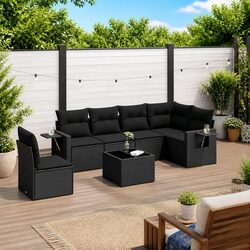 7 Piece Garden Sofa Set Outdoor Furniture Patio Seating Black with Cushions