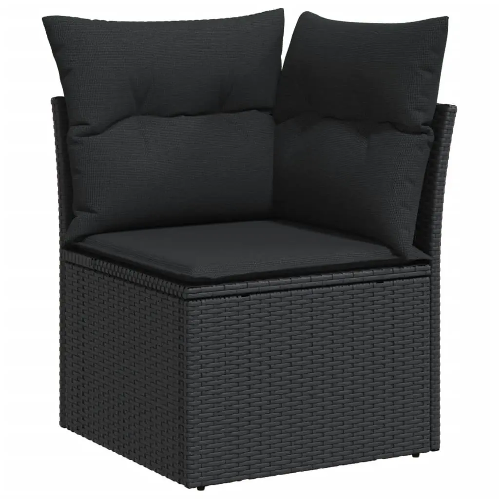 7 Piece Outdoor Garden Sofa Set Black Poly Rattan Patio Furniture with Cushions