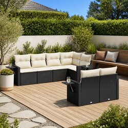 Concise 7 Piece Garden Sofa Set with Cushions