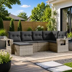 6-Piece Modular Grey Sofa Set for Outdoor Relaxation