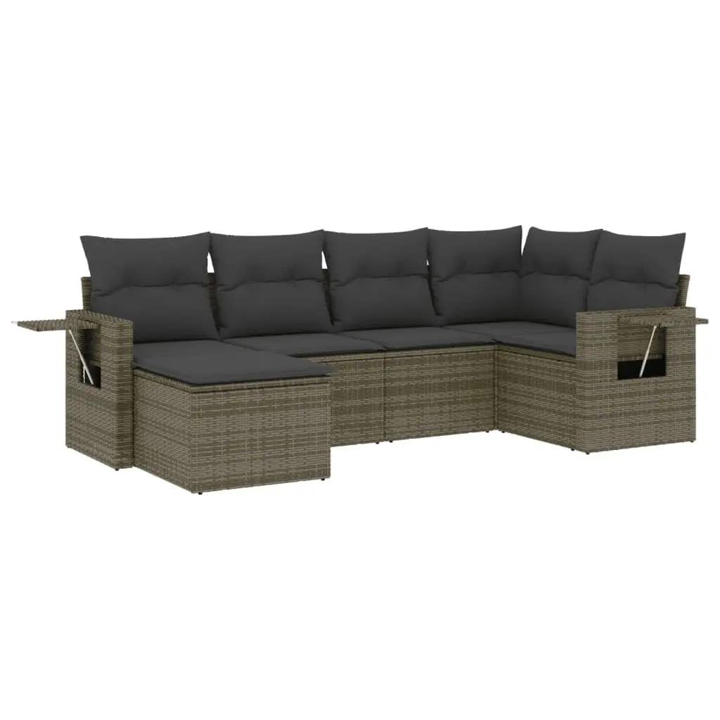 6-Piece Modular Grey Sofa Set for Outdoor Relaxation