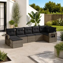 7 Piece Grey Outdoor Sofa Set - Stylish & Functional