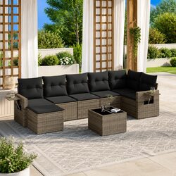 Compact 8 Piece Garden Sofa Set in Grey