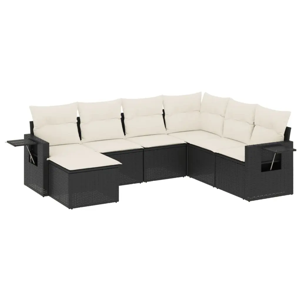 Garden Sofa Set Black 7 Piece Outdoor Furniture Patio Seating with Cushions