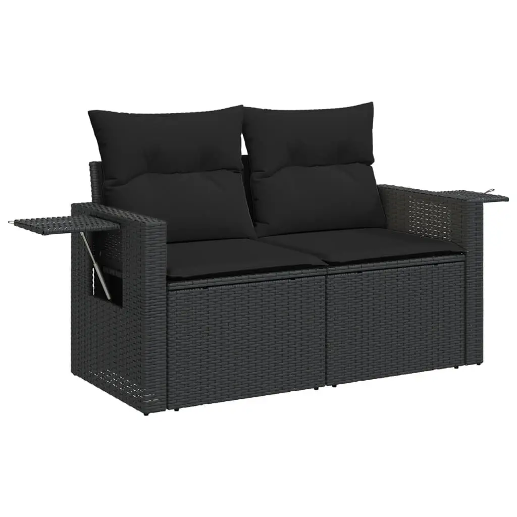 Garden Sofa Set 6 Piece Outdoor Furniture Modular Black Poly Rattan Patio