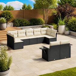Black 9 Piece Modular Garden Sofa Set