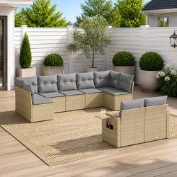 Concise 9-Piece Modular Outdoor Sofa Set with Cushions