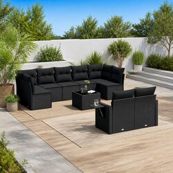 Quality Meets Style: 10 Piece Black Garden Sofa Set
