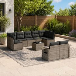 Stylish 10 Piece Garden Sofa Set - Grey Rattan