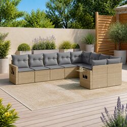 Compact 9 Piece Garden Sofa Set with Cushions