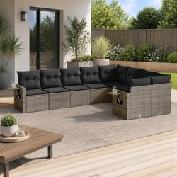 Compact 9 Piece Modular Outdoor Sofa Set in Grey