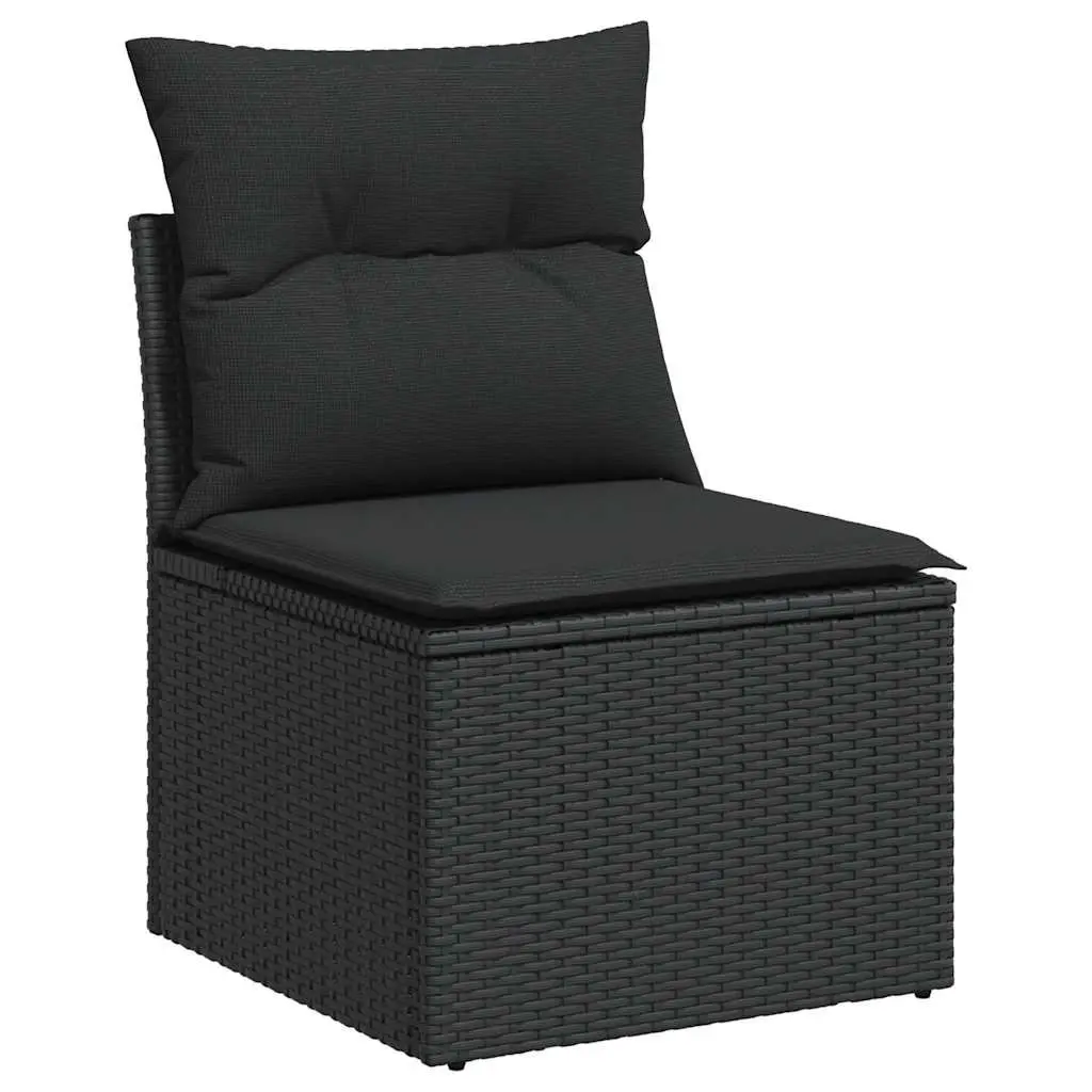 Garden Sofa Set 10 Piece Outdoor Furniture Black Poly Rattan Modular Patio