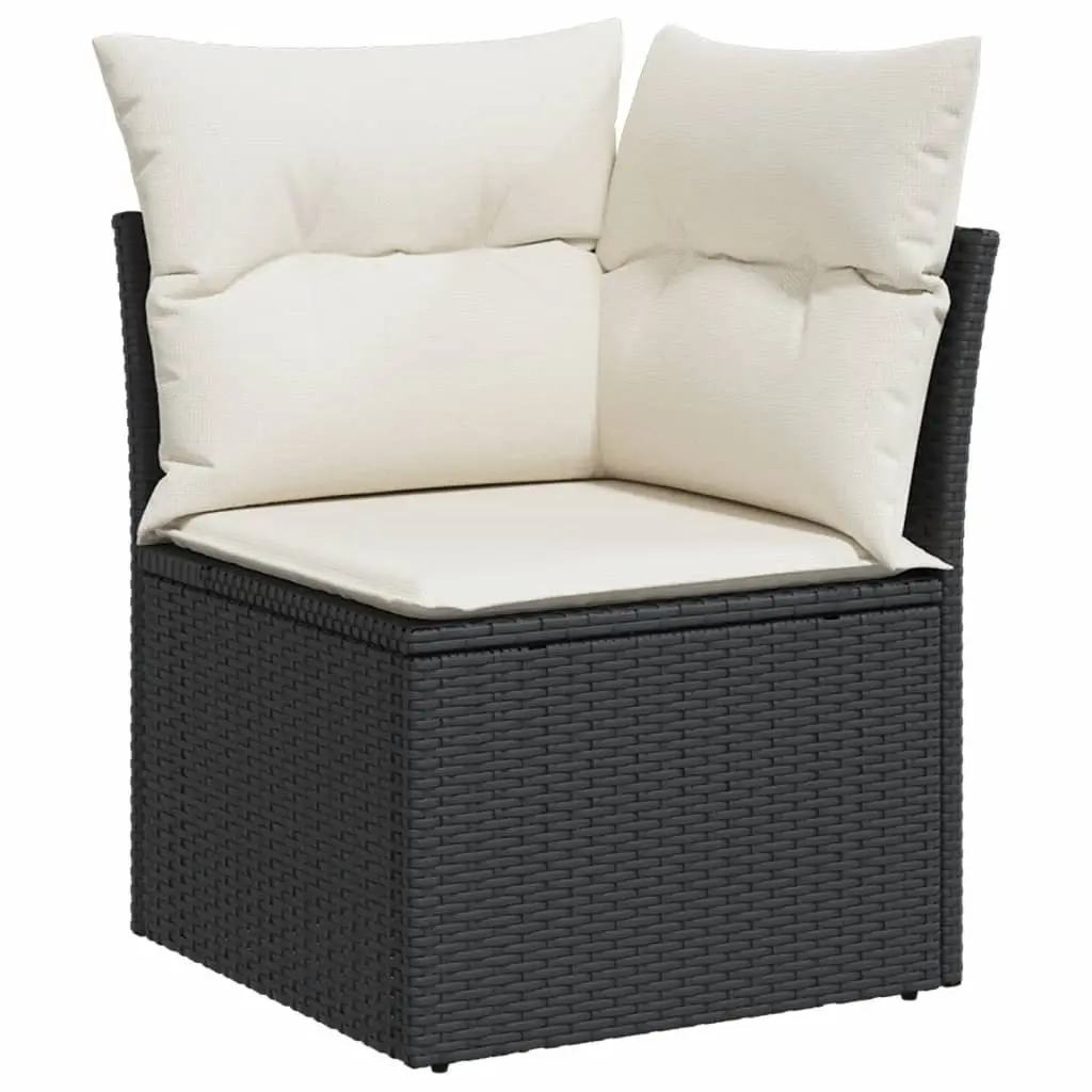 Garden Sofa Set 10 Piece Outdoor Patio Furniture Black Poly Rattan with Cushions