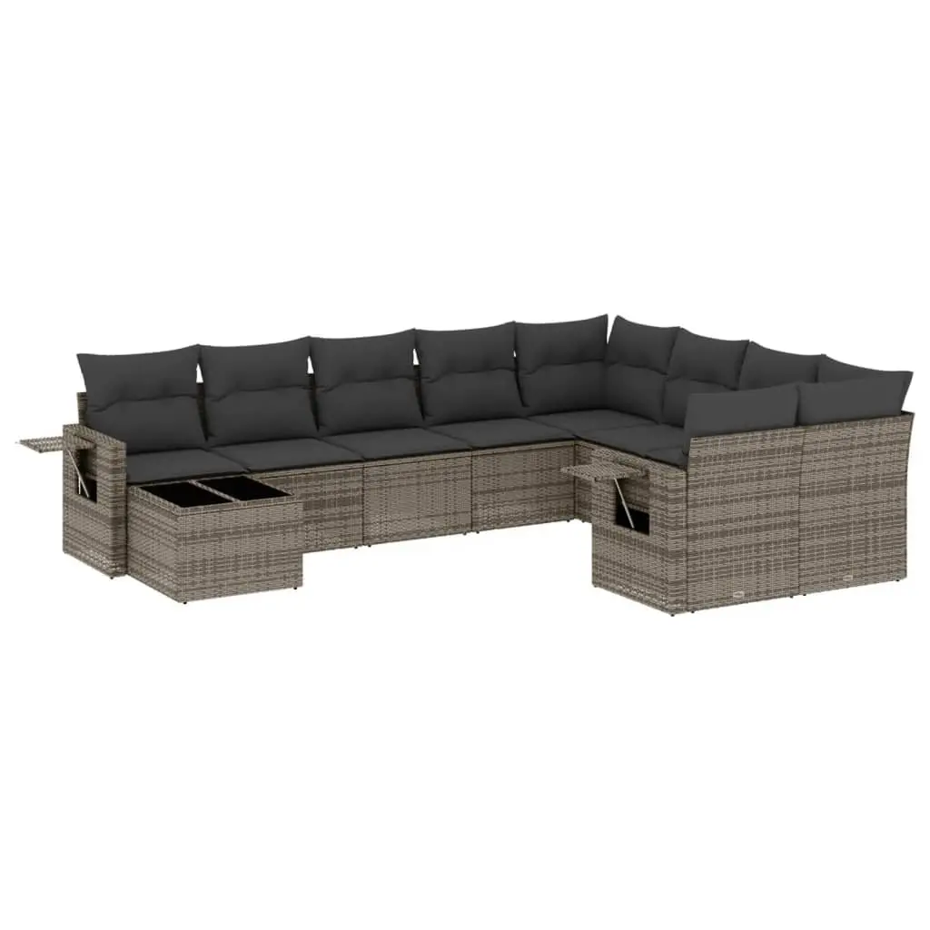 Garden Sofa Set 10 Piece Outdoor Furniture Grey Poly Rattan Modular Patio Lounge