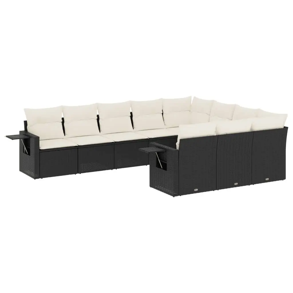 Garden Sofa Set Black 10 Piece Outdoor Furniture Patio Poly Rattan Modular