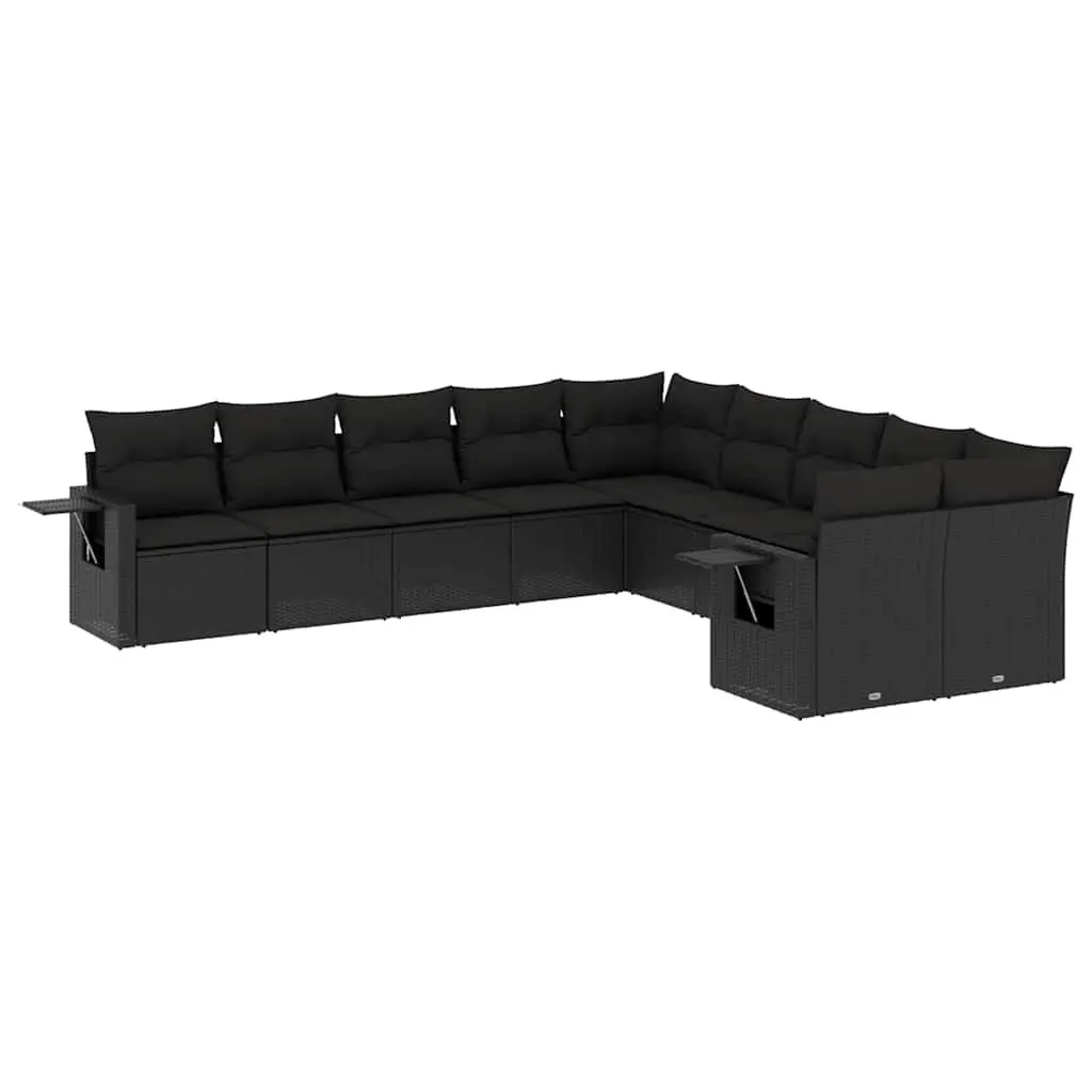 Garden Sofa Set 10 Piece Outdoor Furniture Patio Lounge with Cushions Black