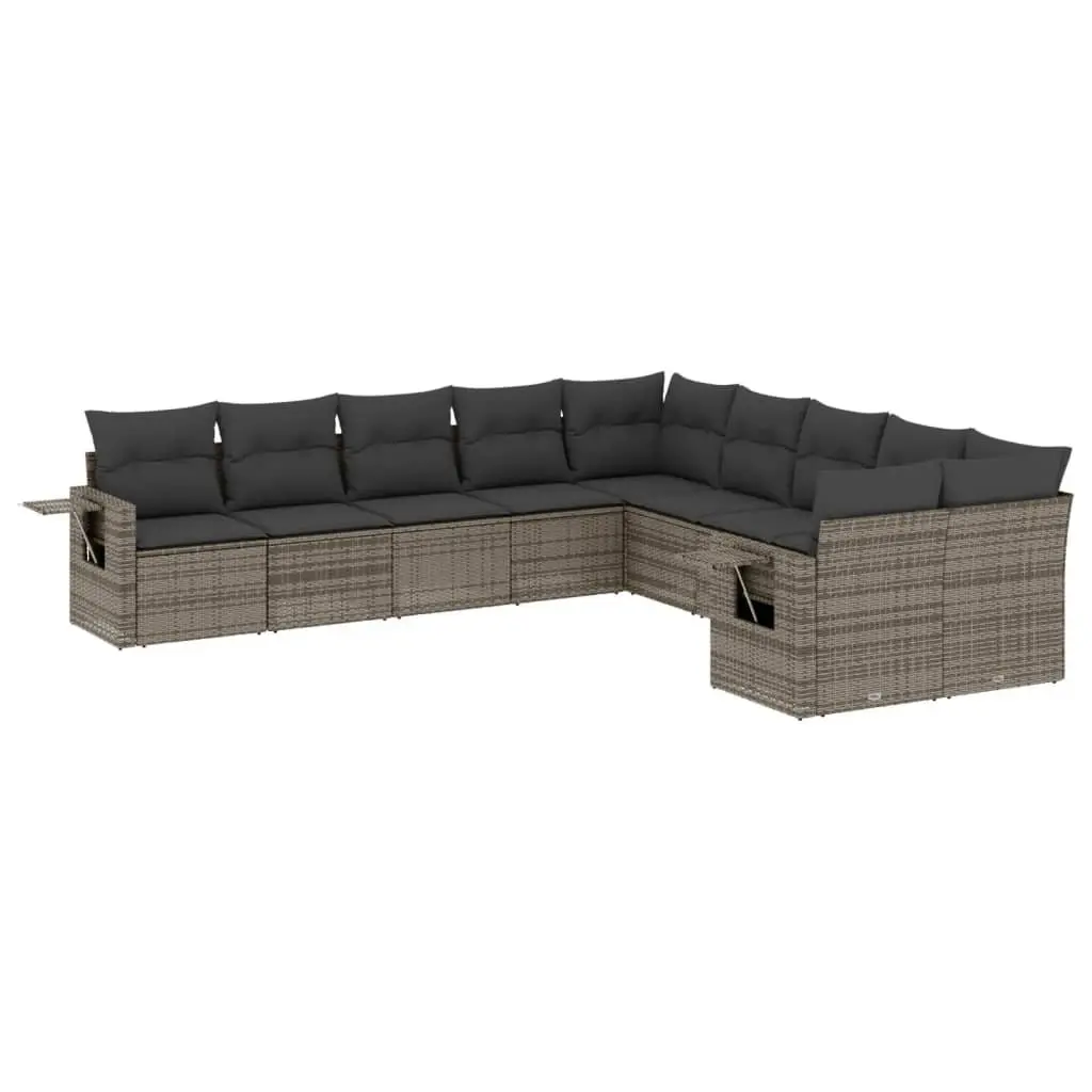 Garden Sofa Set 10 Piece Outdoor Furniture Grey Poly Rattan Modular Patio