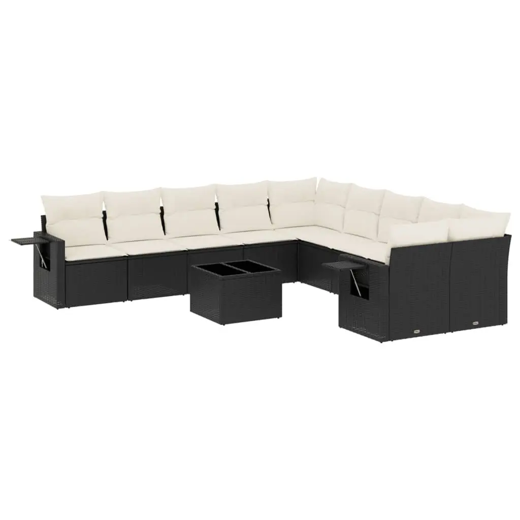 Garden Sofa Set Black 11 Piece Outdoor Furniture Patio Rattan with Cushions