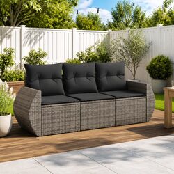 Grey Outdoor Garden Sofa Set - 3 Piece