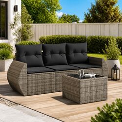 Compact and Stylish 4 Piece Garden Sofa Set in Grey