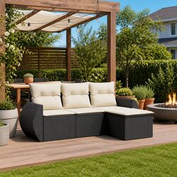 Sleek 4 Piece Black Sofa Set for Your Patio