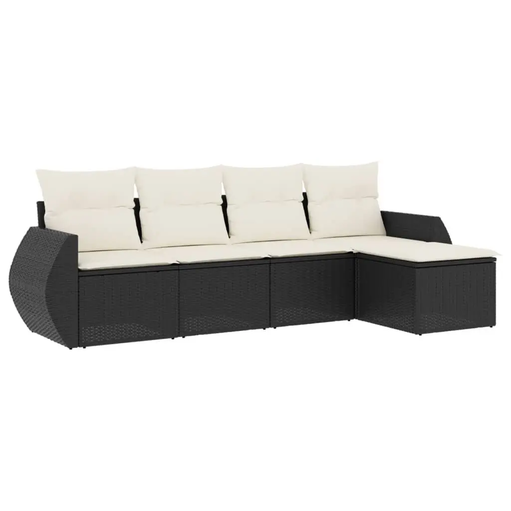 5 Piece Garden Sofa Set Outdoor Furniture Patio Sectional with Cushions Black