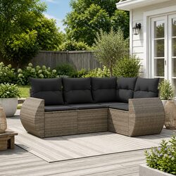 Concise 4 Piece Garden Sofa Set in Grey with Cushions