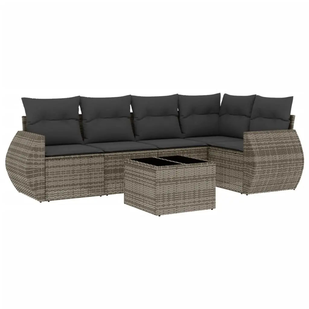 Garden Sofa Set Grey 6 Piece Modular Outdoor Furniture with Cushions