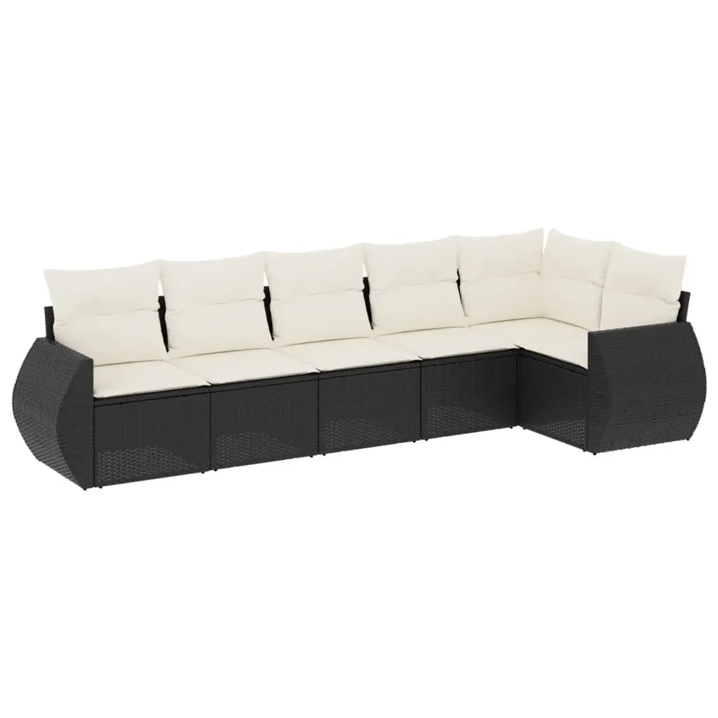 Garden Sofa Set Black 6 Piece Outdoor Furniture Patio Lounge Poly Rattan