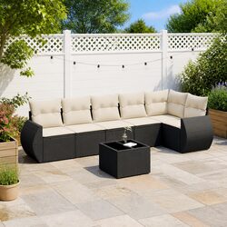 7 Piece Garden Sofa Set in Black