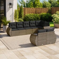 Concise 8 Piece Outdoor Garden Sofa Set with Grey Cushions