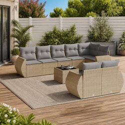 Concise 9 Piece Sectional Sofa Set for Outdoor Spaces