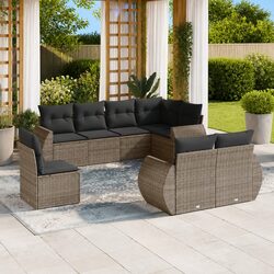 Concise 8-Piece Grey Outdoor Sofa Set