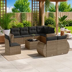 Concise 9-Piece Grey Outdoor Sectional Sofa Set