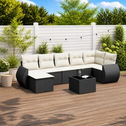 Compact 7-Piece Outdoor Sofa Set – Black Finish