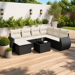 Concise and Stylish 8-Piece Black Outdoor Sofa Set