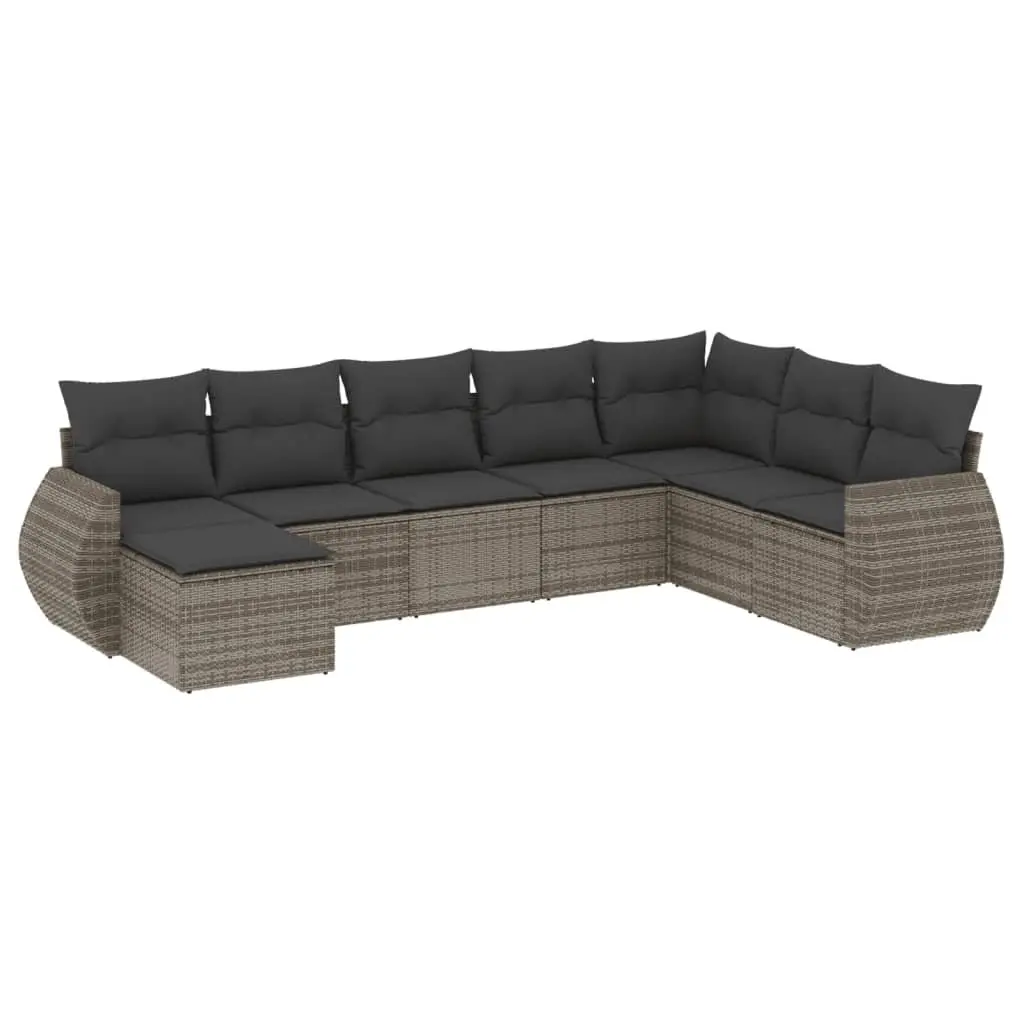 Outdoor Sectional Sofa Set 8 Piece Grey Garden Furniture Modular Cushions Patio